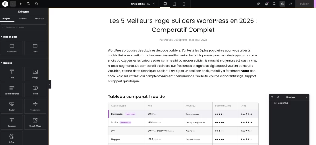 Elementor page builder